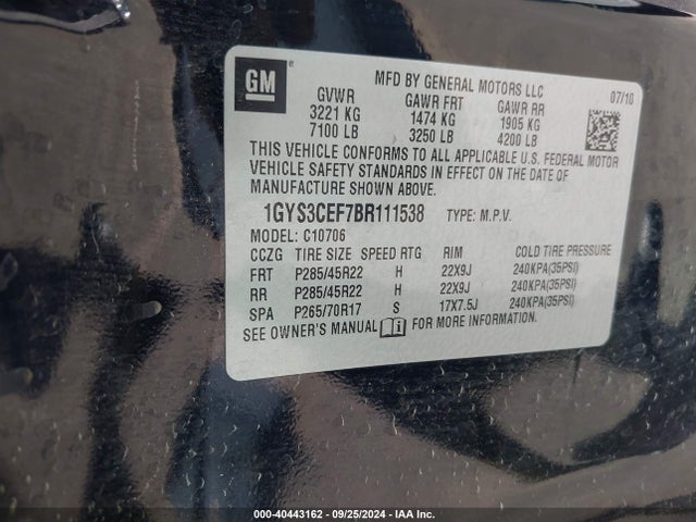 2011 CADILLAC ESCALADE 1GYS3CEF7BR111538 Photo 8