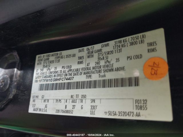 1FTFW1EG9HFC74407 Ford F-150 Xl