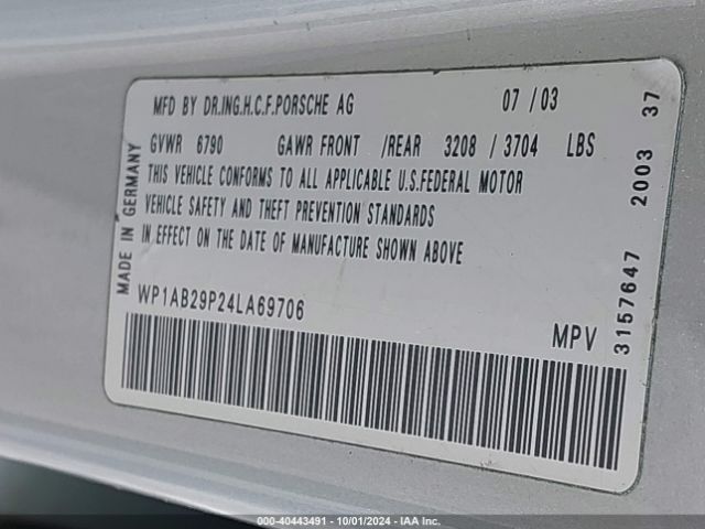 2004 PORSCHE CAYENNE WP1AB29P24LA69706 Photo 8