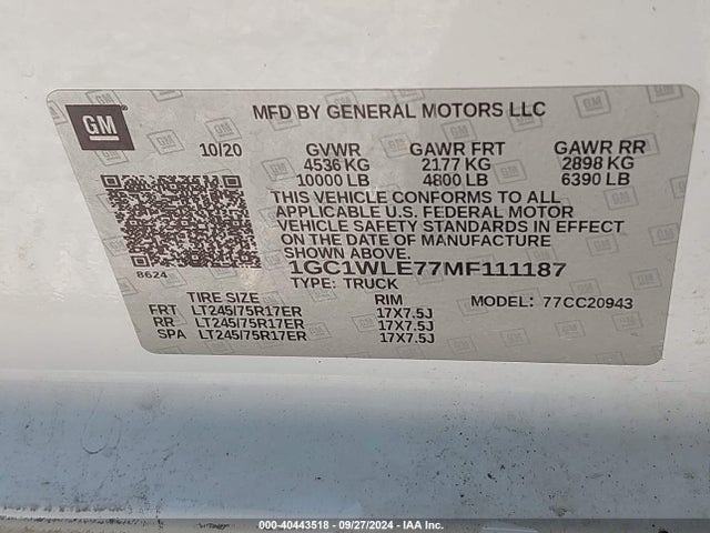 1GC1WLE77MF111187 Chevrolet Silverado 2500hd 2wd  Long Bed Wt