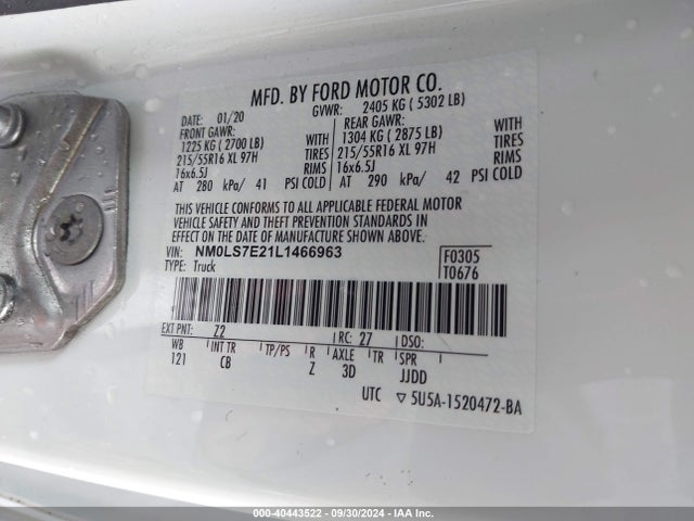 NM0LS7E21L1466963 Ford Transit Connect Xl