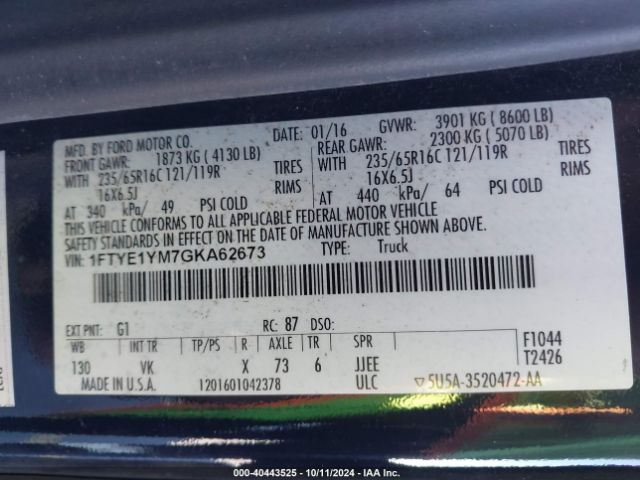 1FTYE1YM7GKA62673 Ford Transit-150