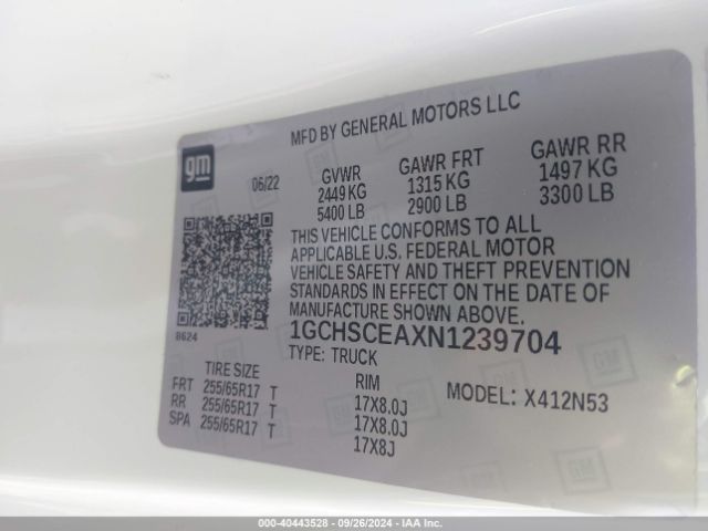 1GCHSCEAXN1239704 Chevrolet Colorado 2wd  Long Box Lt