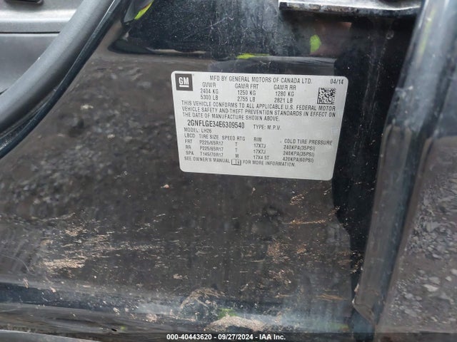 Chevrolet Equinox 2lt 2014 2GNFLGE34E6309540 Image 9
