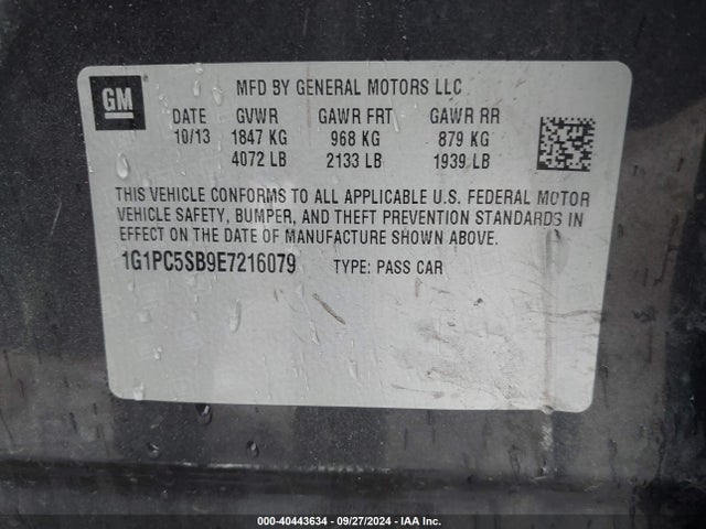 Chevrolet Cruze 1lt Auto 2014 1G1PC5SB9E7216079 Image 9