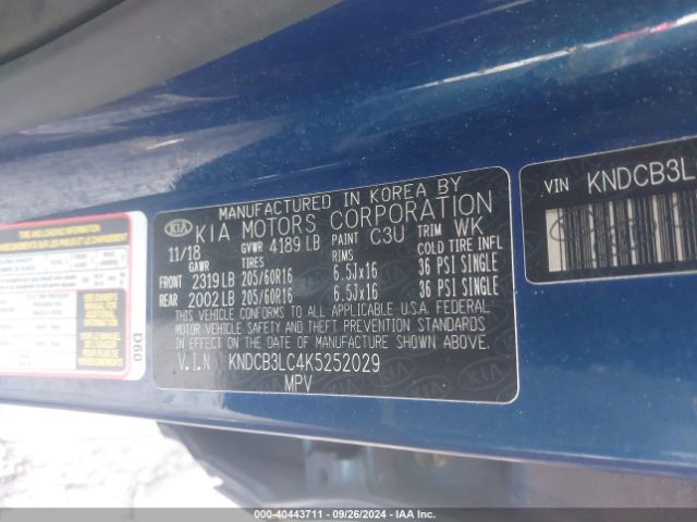 KNDCB3LC4K5252029 KIA NIRO LX