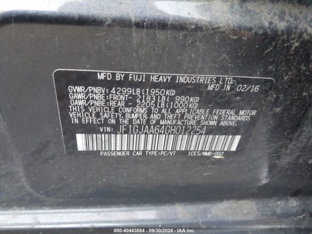 JF1GJAA64GH012254 Subaru Impreza 2.0i