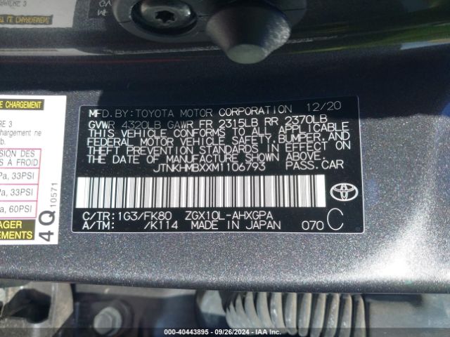 JTNKHMBXXM1106793 Toyota C-HR XLE