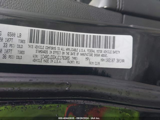 1C4RDJDGXJC176305 Dodge Durango Gt Awd