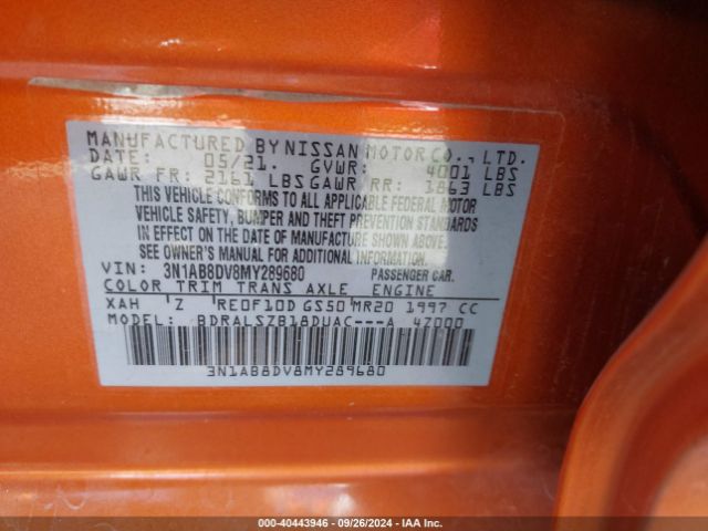 3N1AB8DV8MY289680 Nissan Sentra Sr Xtronic Cvt