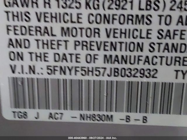 5FNYF5H57JB032932 Honda Pilot Ex-l
