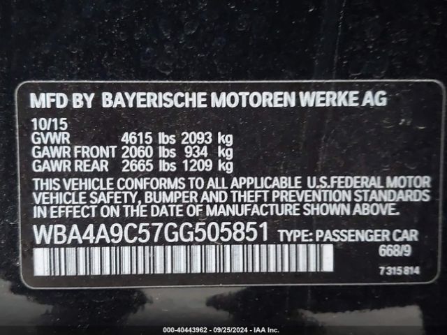 WBA4A9C57GG505851 BMW 428i Gran Coupe