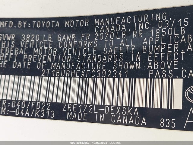 Toyota Corolla S Plus 2015 2T1BURHEXFC392341 Image 9
