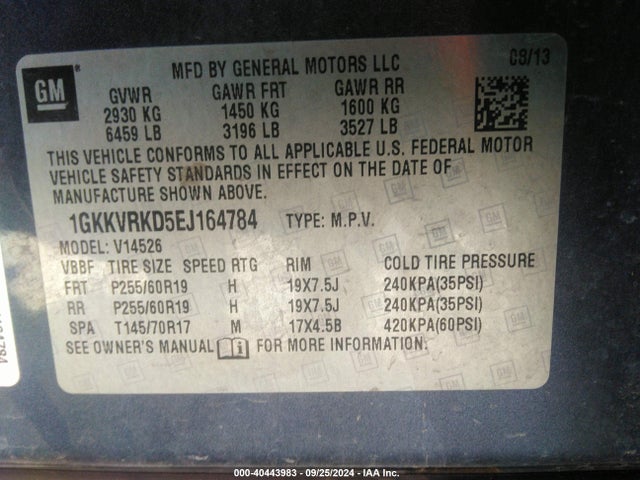 1GKKVRKD5EJ164784 GMC Acadia Slt-1