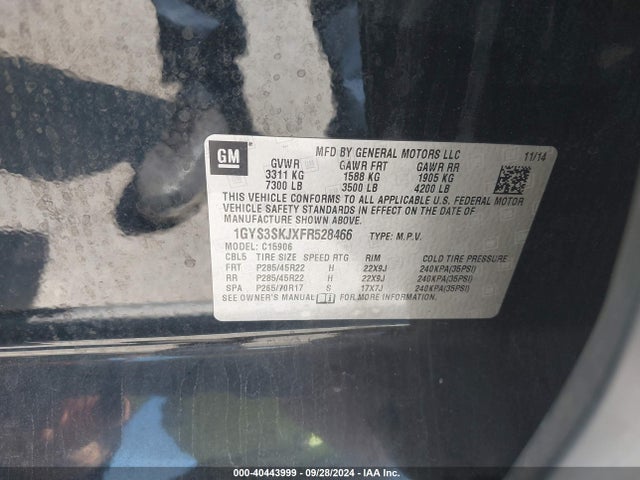 1GYS3SKJXFR528466 Cadillac Escalade Esv Luxury