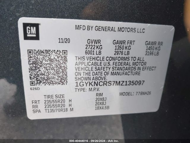 1GYKNCRS7MZ135097 Cadillac Xt5 Fwd Premium Luxury