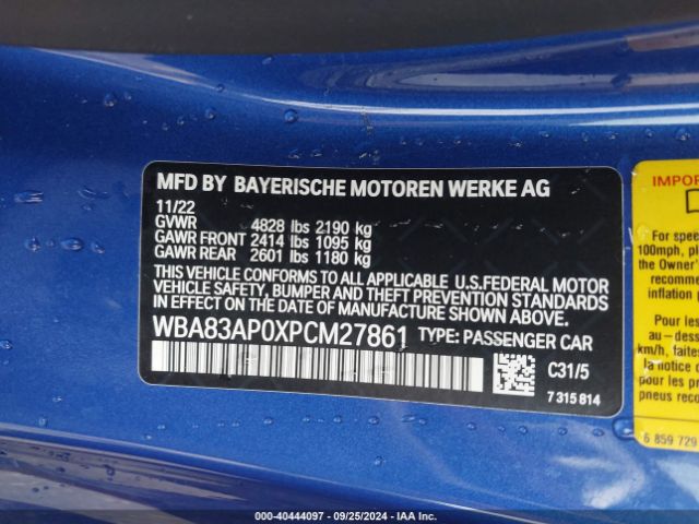 WBA83AP0XPCM27861 BMW M440I