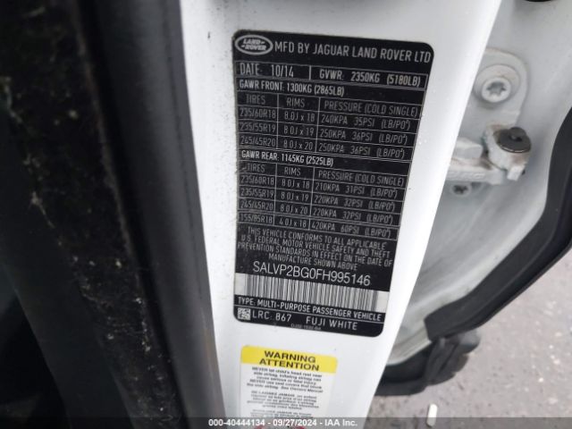 SALVP2BG0FH995146 Land Rover Range Rover Evoque Pure