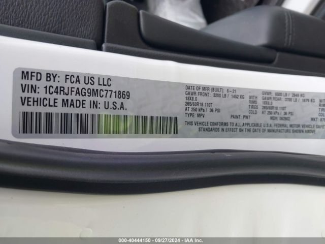 1C4RJFAG9MC771869 Jeep Grand Cherokee Laredo E 4x4