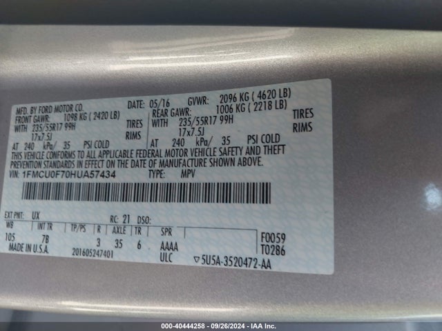 Ford ESCAPE S 2017 1FMCU0F70HUA57434 Image 9