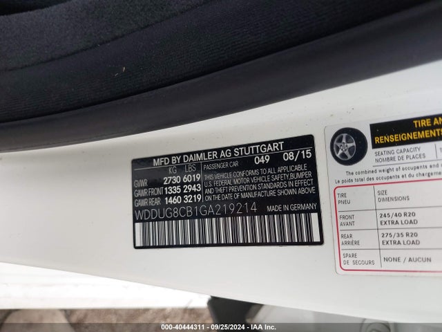 WDDUG8CB1GA219214 Mercedes-Benz S 550