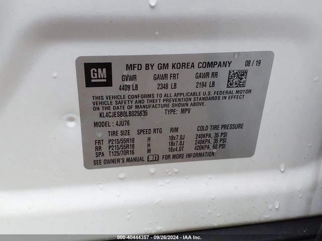 KL4CJESB0LB025635 Buick Encore Awd Preferred