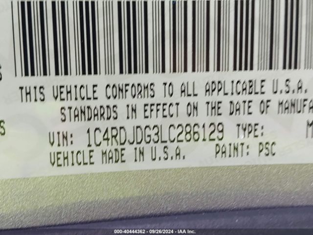 1C4RDJDG3LC286129 Dodge Durango Gt Plus Awd