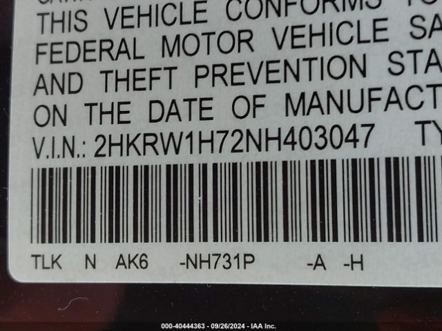 2HKRW1H72NH403047 Honda Cr-v 2wd Special Edition