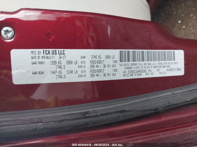 Dodge Grand Caravan Sxt 2017 2C4RDGCG6HR859365 Image 9