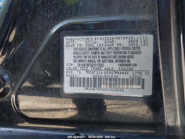 Nissan SENTRA SV 2016 3N1AB7AP2GY312830 Image 9