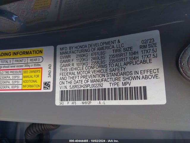 Honda Cr-v Lx 2wd 2023 5J6RS3H29PL002292 Image 9