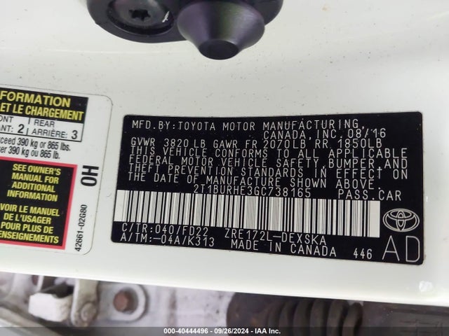 Toyota Corolla S Plus 2016 2T1BURHE3GC738165 Image 9