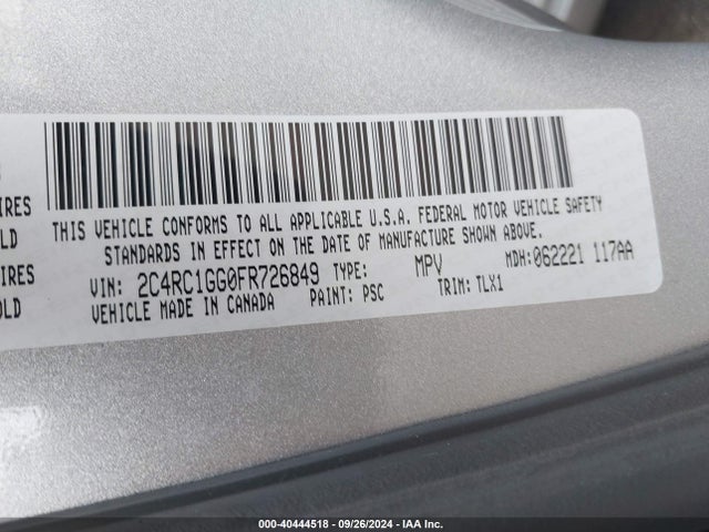 2C4RC1GG0FR726849 Chrysler Town & Country Limited Platinum