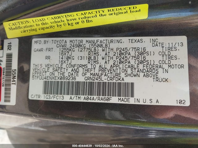Toyota Tacoma Base V6 2014 5TFUU4ENXEX089236 Image 9