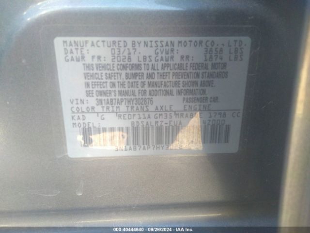 3N1AB7AP7HY302876 Nissan SENTRA SR