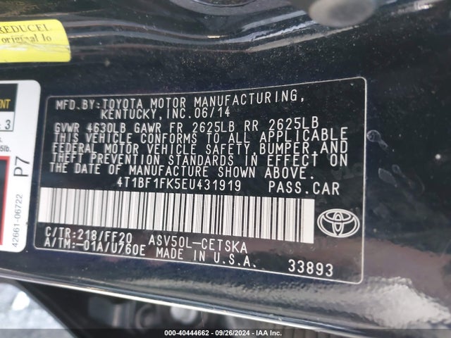 Toyota CAMRY SE 2014 4T1BF1FK5EU431919 Image 9