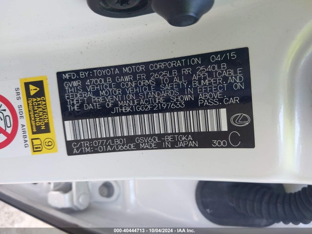 Lexus ES 350 2015 JTHBK1GG2F2197633 Image 9