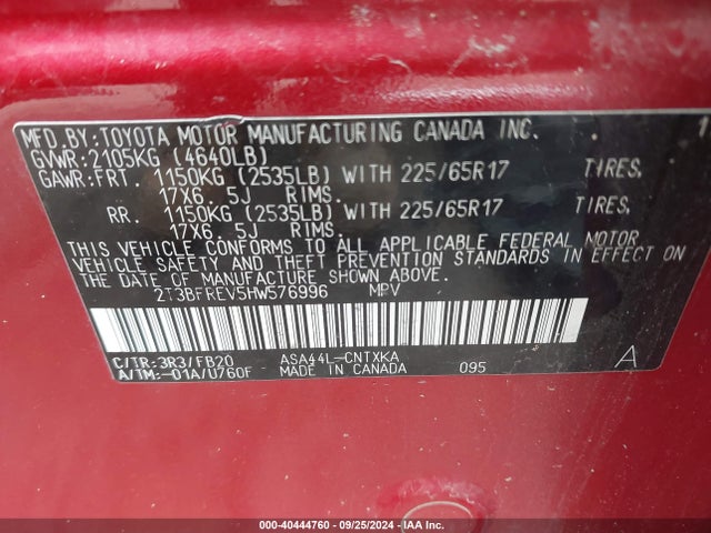 Toyota RAV4 LE 2017 2T3BFREV5HW576996 Image 9