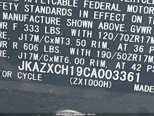 2012 KAWASAKI ZX1000 JKAZXCH19CA003361 Photo 9