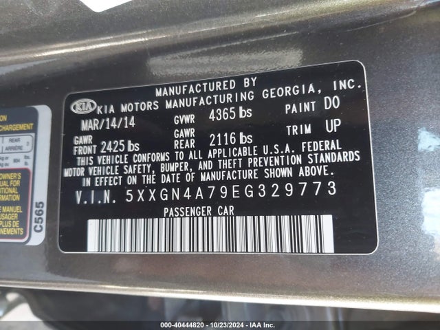 KIA OPTIMA EX 2014 5XXGN4A79EG329773 Image 9