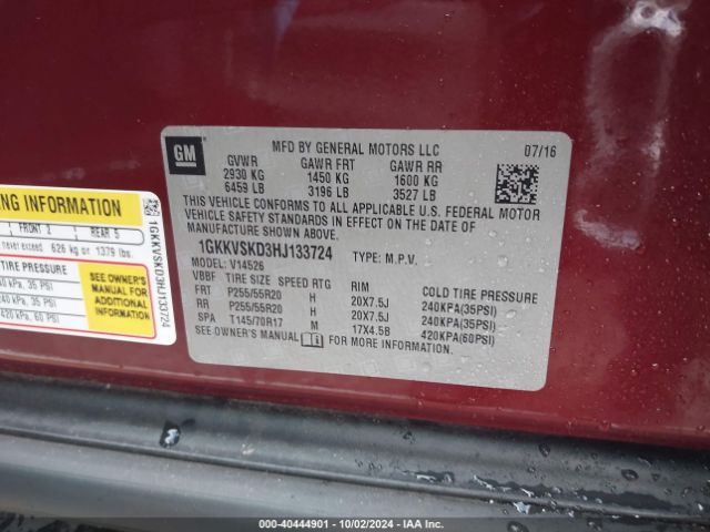 1GKKVSKD3HJ133724 GMC Acadia Limited