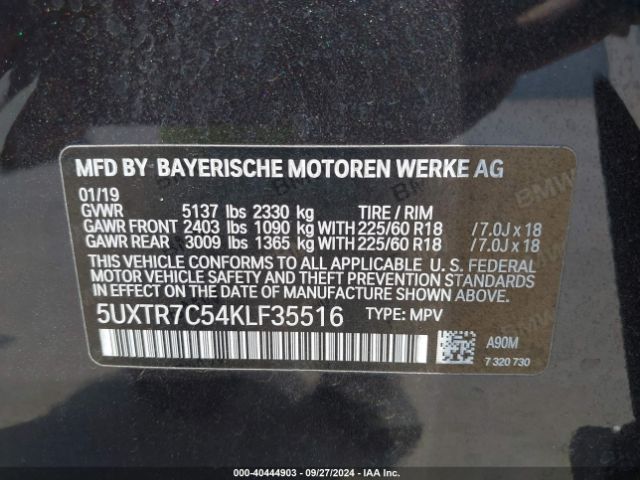 5UXTR7C54KLF35516 BMW X3 Sdrive30i