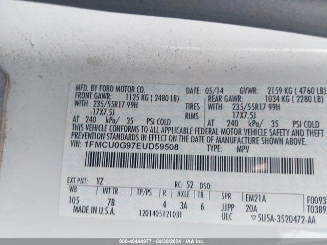 Ford ESCAPE SE 2014 1FMCU0G97EUD59508 Image 9