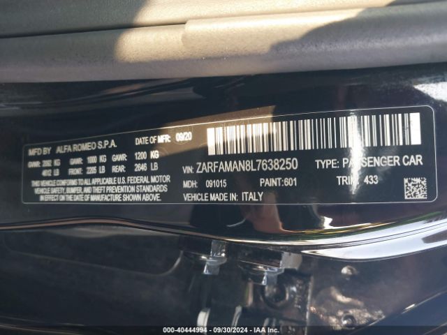 ZARFAMAN8L7638250 Alfa Romeo Giulia Rwd