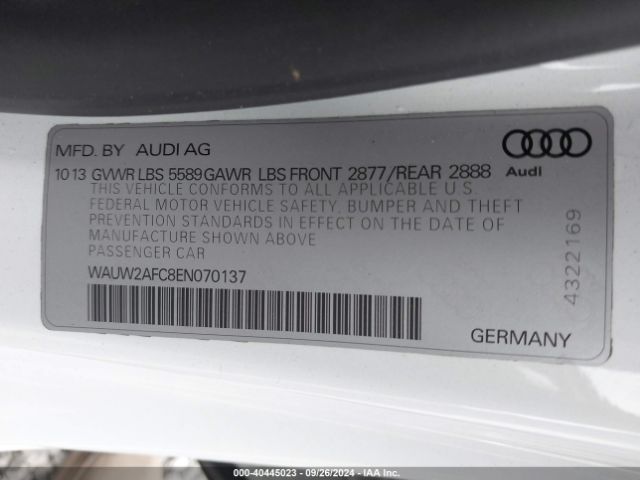 WAUW2AFC8EN070137 Audi S7 4.0t Prestige