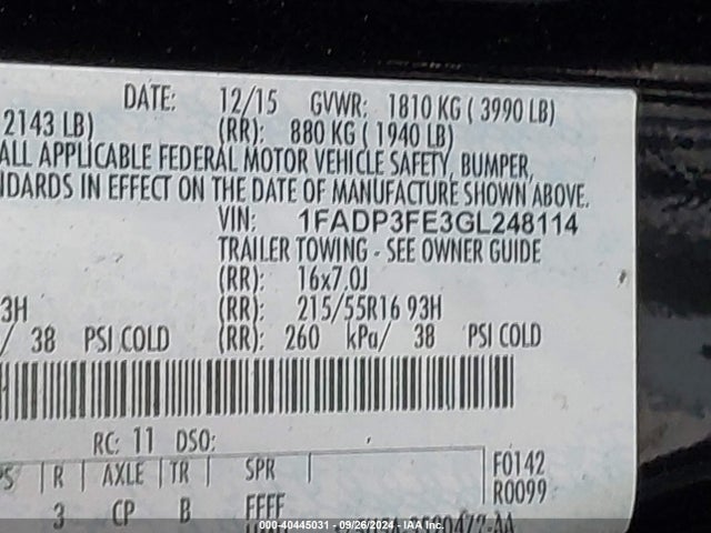 1FADP3FE3GL248114 Ford FOCUS SE