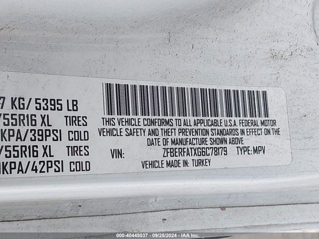 ZFBERFATXG6C78179 RAM Promaster City Tradesman