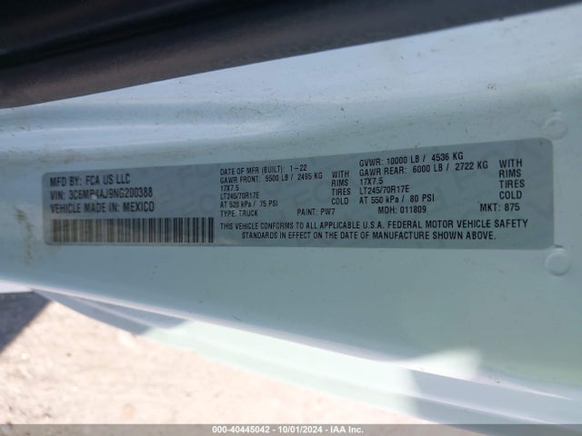 RAM 2500 Tradesman Regular Cab 4x2 8' Box 2022 3C6MR4AJ9NG200388 Image 9