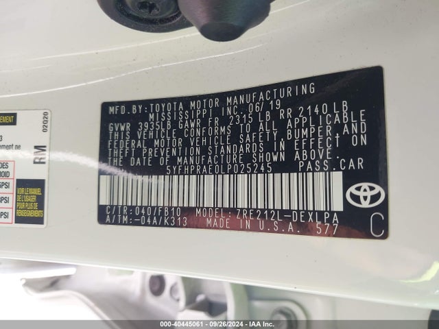 Toyota COROLLA LE 2020 5YFHPRAE0LP025245 Image 9