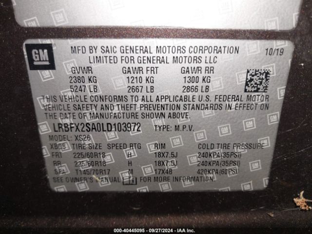 LRBFX2SA0LD103972 Buick Envision Awd Essence